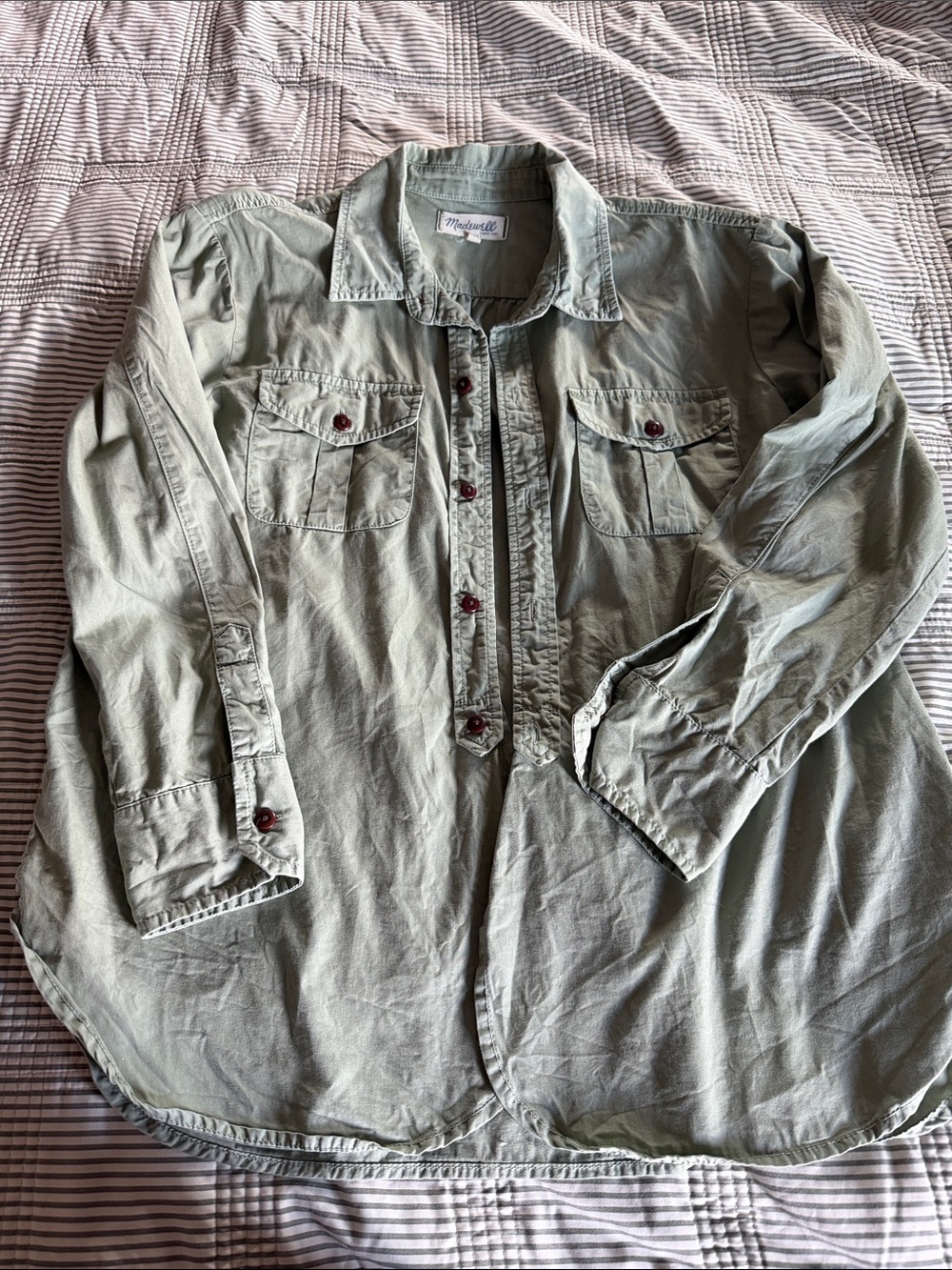 Madewell Olive Green Button-Down Utility Shirt